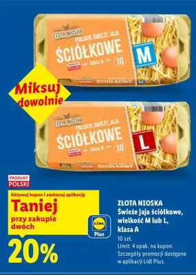 Świeże jaja ściółkowe wielkość M lub L klasa A promocja w Lidl