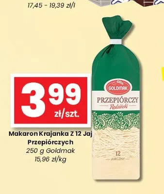 Makaron Krajanka z 12 jaj przepiórczych Goldmak promocja w emma MARKET