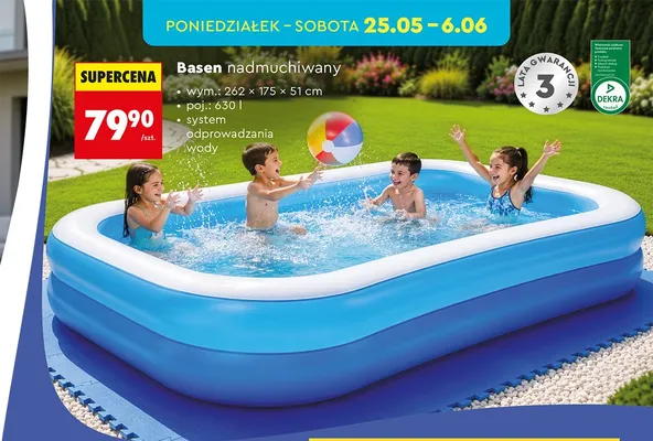 Basen nadmuchiwany 262x175x51cm promocja w Biedronka