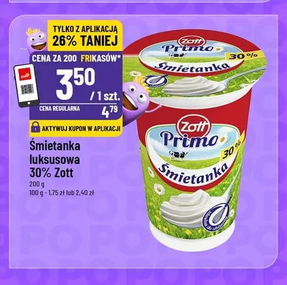 Śmietanka luksusowa 30% Zott Primo promocja w POLOmarket