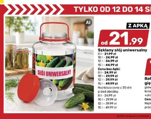 Szklany słój uniwersalny 8 l promocja w Bricomarche