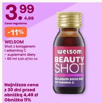 Shot z kolagenem i witaminą C – suplement diety Welsom promocja w Frisco