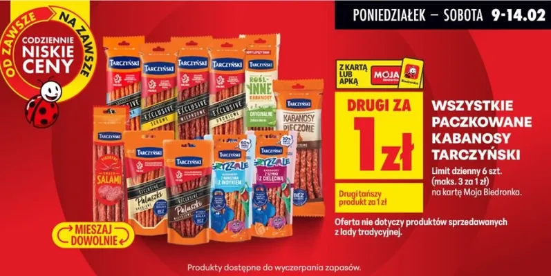 Paczkowne kabanosy wieprzowe promocja w Biedronka