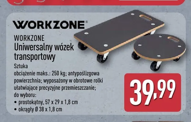 Uniwersalny wózek transportowy okrągły Workzone promocja w Aldi