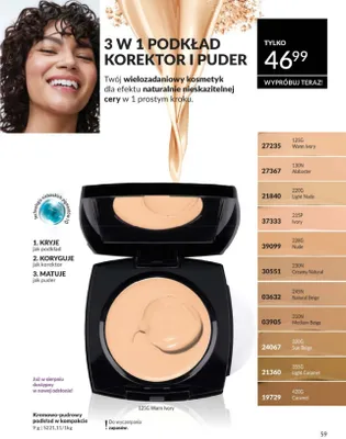 Kremowo-pudrowy podkład w kompakcie 245N Natural Beige promocja w AVON
