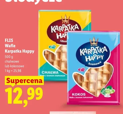 Wafle karpatka happy chałwowe lub kokosowe promocja w Lidl