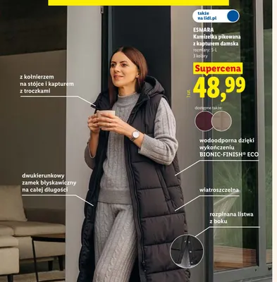 Kamizelka pikowana z kapturem damska Esmara promocja w Lidl