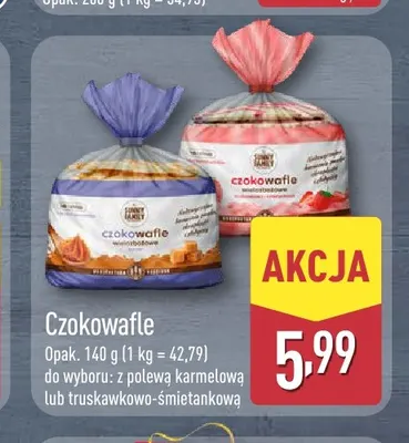 Czokowafle z polewą truskawkowo-śmietankową Sunny Family promocja w Aldi