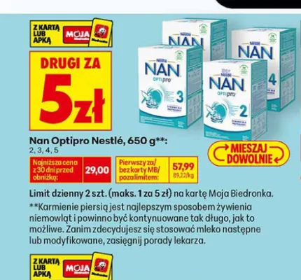 Mleko modyfikowane Nan Optipro 5 promocja w Biedronka