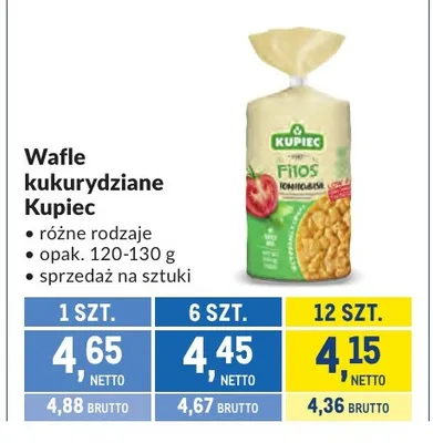 Wafle kukurydziane Kupiec promocja w Makro