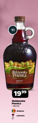 Wino czerwone Mołdawska Piwnica Merlot promocja w Netto
