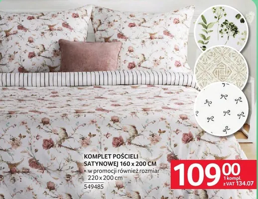 Komplet pościeli satynowej 160 x 200 cm promocja w Selgros