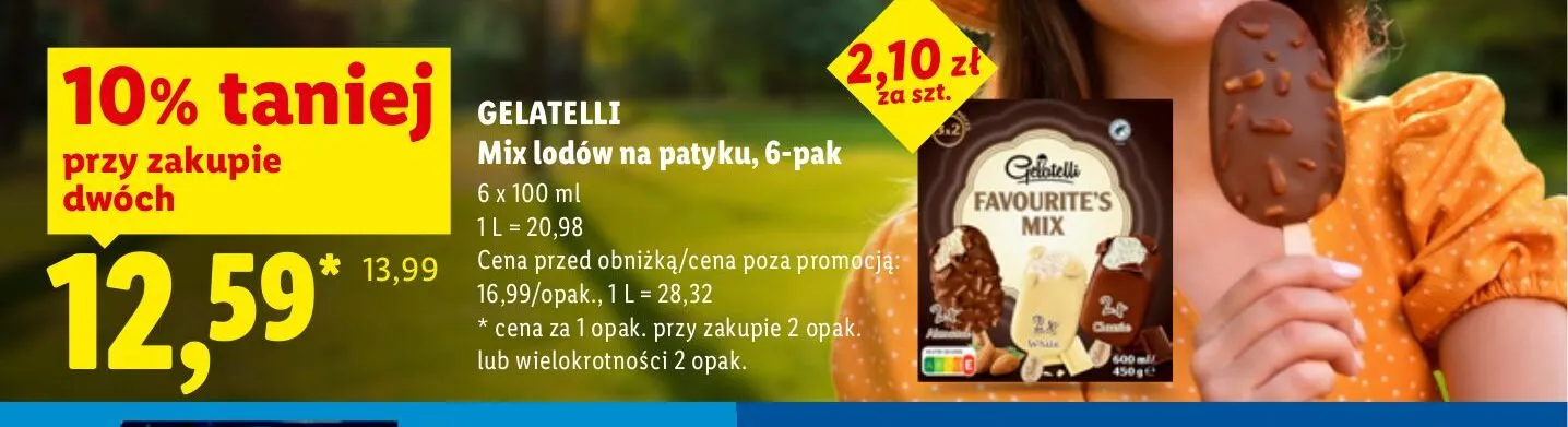 Mix lodów na patyku Gelatelli 6-pak promocja w Lidl