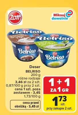 Deser ryżowy Belriso Czekoladowy Zott promocja w Carrefour