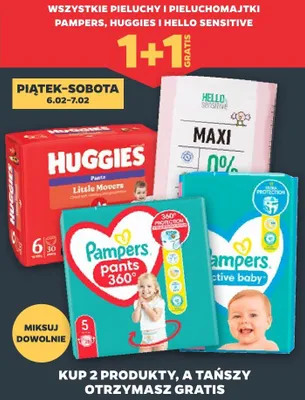 Pieluchy Pampers, Huggies i Hello Sensitive promocja w Netto