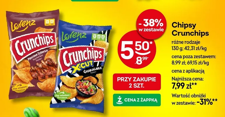 Chipsy Crunchips różne rodzaje promocja w Żabka