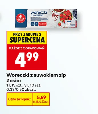 Woreczki z suwakiem zip 3 l Zosia promocja w Biedronka