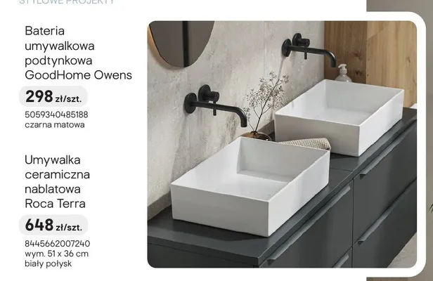 Umywalka ceramiczna nablatowa Roca Terra promocja w Castorama