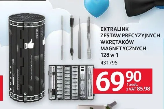 Zestaw precyzyjnych wkrętaków magnetycznych Extralink 128 w 1 promocja w Selgros