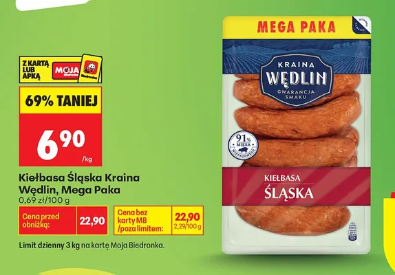 Kiełbasa Śląska Kraina Wędlin Mega Paka promocja w Biedronka