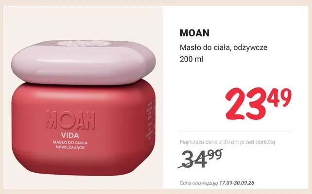 Masło do ciała odżywcze Moan promocja w Rossmann