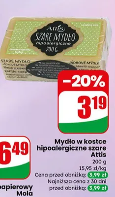 Mydło w kostce hipoalergiczne szare Attis promocja w Dino
