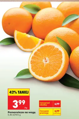 Pomarańcze na wagę promocja w Biedronka