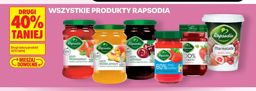 Dżem z owoców truskawka Rapsodia 100% promocja w Biedronka