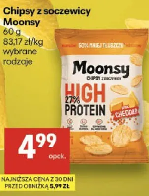 Chipsy z soczewicy Moonsy promocja w Delikatesy Centrum