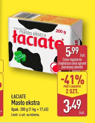 Masło ekstra Łaciate promocja w Aldi