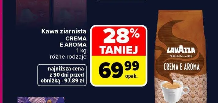 Kawa ziarnista Crema e Aroma Lavazza promocja w Carrefour