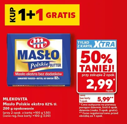 Masło polskie ekstra Mlekovita 82% promocja w Kaufland