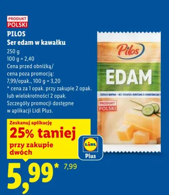 Ser edam w kawałku promocja w Lidl