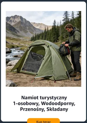 Namiot turystyczny 1-osobowy wodoodporny przenośny składany promocja w Amazon