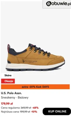 Sneakersy beżowe U.S. Polo Assn. promocja w eobuwie.pl