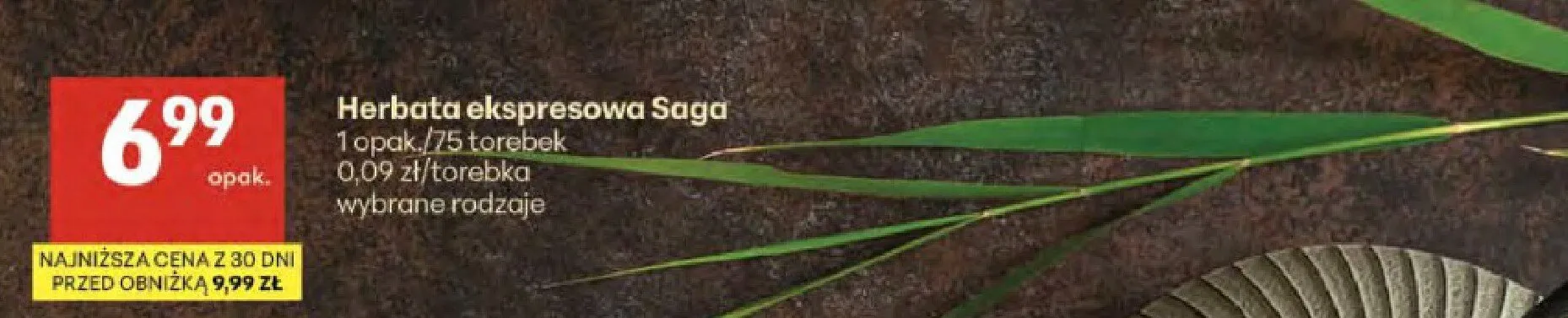 Herbata ekspresowa czarna Saga promocja w Delikatesy Centrum