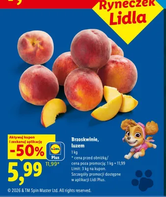 Brzoskwinie luzem Ryneczek Lidla promocja w Lidl