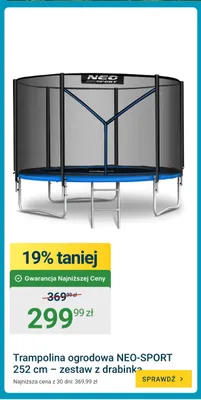 Trampolina ogrodowa NEO-SPORT 252 cm zestaw z drabinką promocja w ERLI