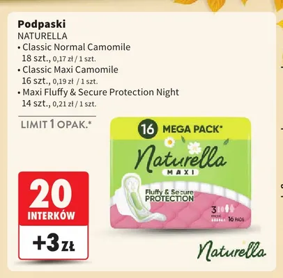 Podpaski Maxi Fluffy & Secure Protection Night Naturella promocja w Intermarche