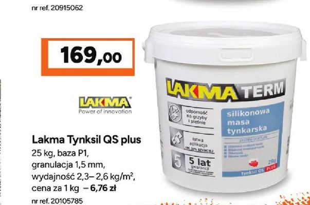 Masa tynkarska silikonowa Lakma Tynksil Qs plus promocja w Bricoman