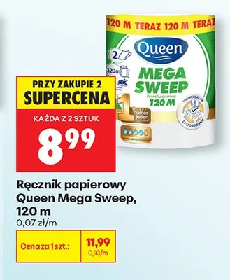 Ręcznik papierowy Queen Mega Sweep 120m promocja w Biedronka