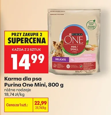 Karma dla psa Purina One Mini Delicate promocja w Biedronka