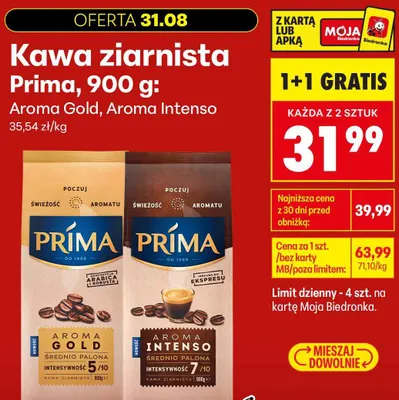 Kawa ziarnista Prima Aroma Intenso promocja w Biedronka