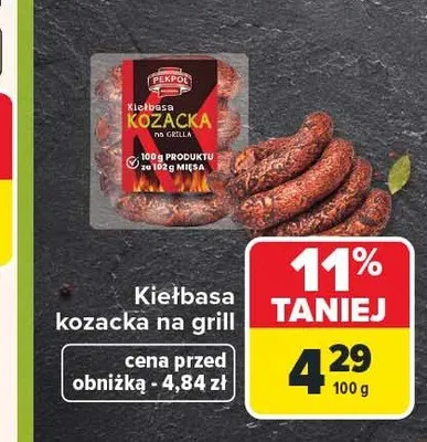 Kiełbasa kozacka na grill Pekpol promocja w Carrefour