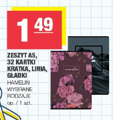 Zeszyt A5 32 kartki gładki Hamelin promocja w SPAR