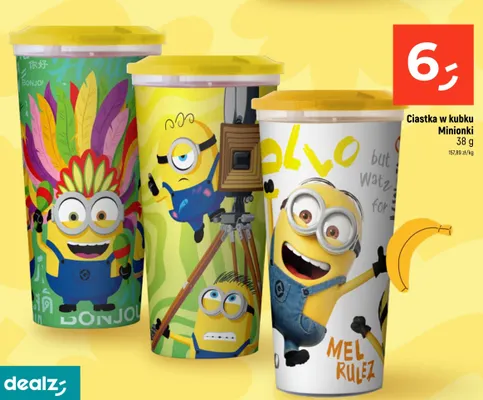 Ciastka w kubku Minionki promocja w Dealz