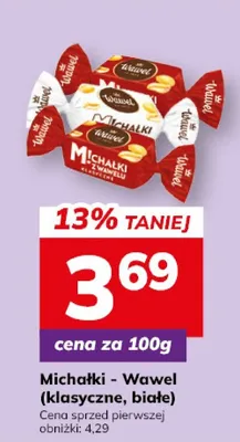 Cena za 100g Michałki - Wawel (klasyczne, białe) promocja w Hitpol