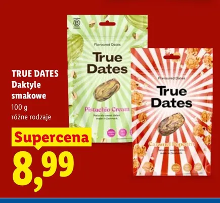 Daktyle smakowe True Dates Caramel Popcorn promocja w Lidl