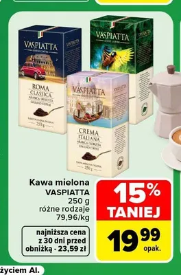 Kawa mielona Vaspiatta Crema Italiana promocja w Carrefour Market