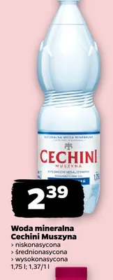 Woda mineralna gazowana niskonasycona Cechini Muszyna promocja w Netto
